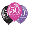 Ballonnen sparkling pink '50' (Ø28cm, 6st)